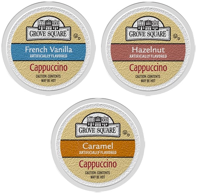 Grove Square Cappuccino Pods,Variety,Serve,72 Count (Pack of 2)