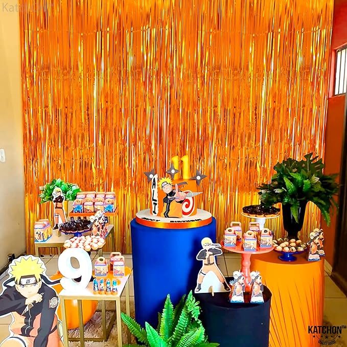 KatchOn, Orange Streamers - Pack of 2 | Thanksgiving Backdrop for Thanksgiving Decorations | Orange Fringe Backdrop for Birthday, Friendsgiving Party Decorations | Basketball Party Decorations