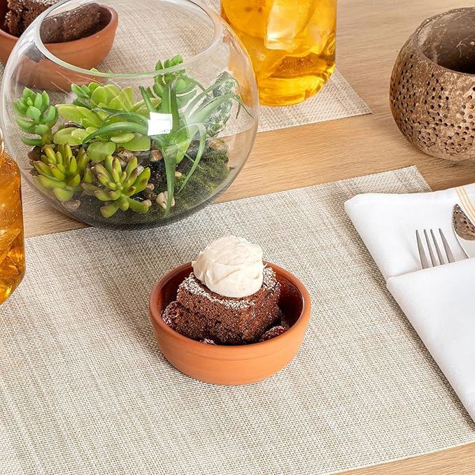 Restaurantware Terracotta Cazuela Bowls 2 Pack of 5 oz Durable Rustic Serving Dish Glazed Oven-Safe Bowl Freezer-Safe Tapas Dish Microwave-Safe Dishwasher-Safe