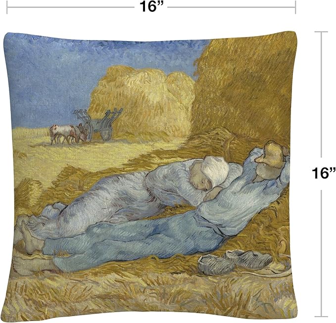 Trademark Fine Art Vincent Van Gogh 'Siesta, After Mille, 1890' 16" X 16" Decorative Throw Pillow