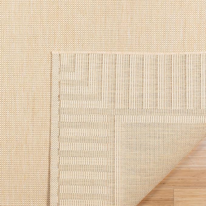 Gertmenian Indoor/Outdoor Flatweave Rug - 2x6 Runner, Stain & UV Resistant, Quick-Drying, Ideal for Deck, Patio, Poolside, Mudroom - Klano Striped Sand, Chestnut, 28003