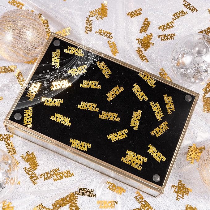 500 Pcs New Year Confetti, Gold 2026 Table Shiny Confetti Glitter for Happy New Year Decorations 2026 New Years Eve Table Decorations