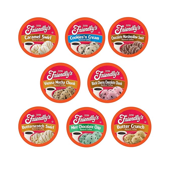 Friendly's Coffee Pods Assorted Flavored Ice Cream Variety Pack Compatible with Keurig K Cup Brewers, Assorted Variety Pack, 40 Count (Pack of 1)