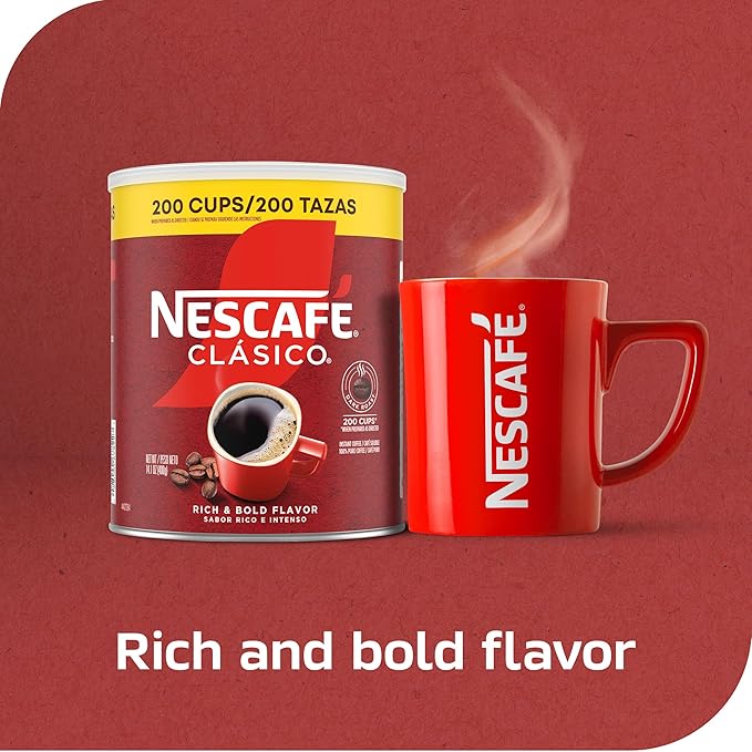 NESCAFÉ CLÁSICO Instant Coffee, Dark Roast Coffee, 1 Canister (14.1 Oz) (Pack of 2)