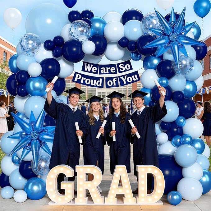 KARLURE Blue Balloons Arch Kit, Different Shades Navy Blue Balloons for Blue Graduation Decorations 2026 Grad Class World Cup Baby Shower Boy Men Birthday Party Bridal Shower Wedding Decorations