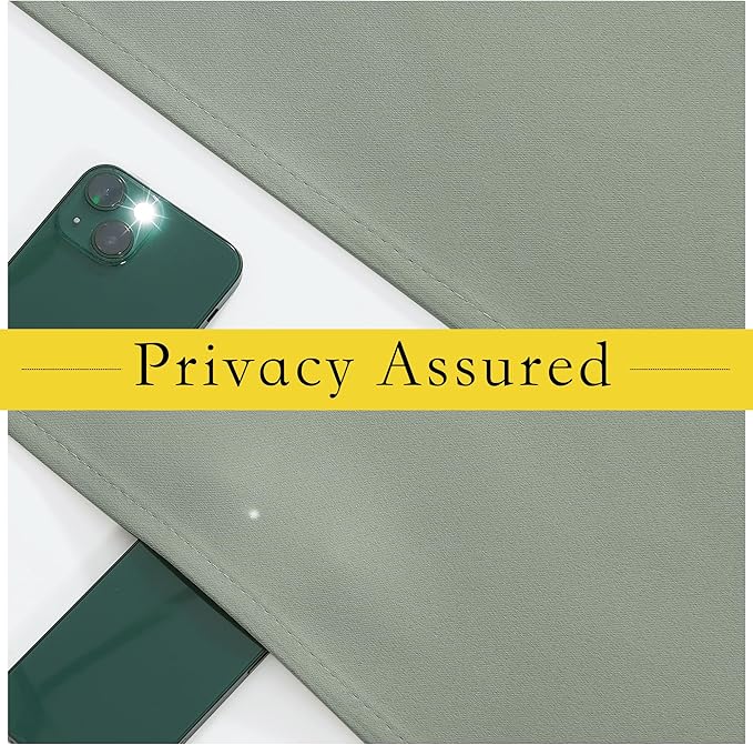 NICETOWN Blackout Door Curtain for Door Window - Privacy Thermal Insulated Tricia/Front/Patio French Window Covering Tie up Shade for Christmas, W34 x L48 inch Long, 1 Panel, Greyish Green