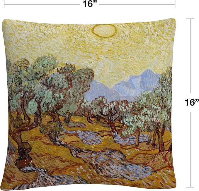 Trademark Fine Art Vincent Van Gogh 'Olive Trees 1889' 16" X 16" Decorative Throw Pillow