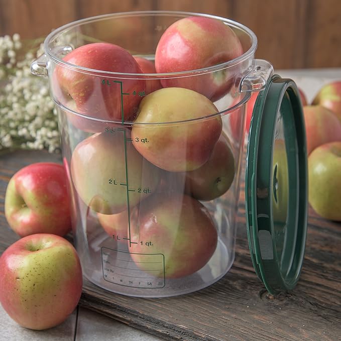 Carlisle FoodService Products Storplus Round Food Storage Container with Stackable Design for Catering, Buffets, Restaurants, Polycarbonate (Pc), 4 Quart, Clear (Pack of 2)
