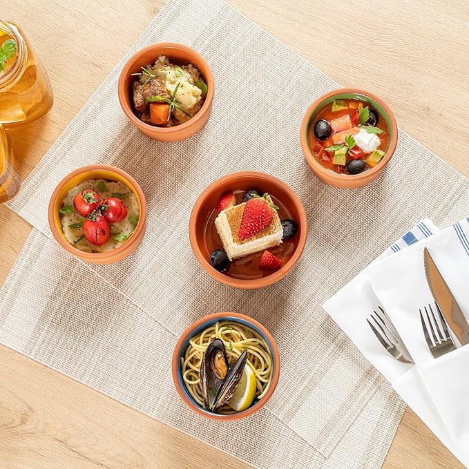 Restaurantware-Terra Tek 6.8 Ounce Terracotta Cazuelas, 2 Brown Glazed Clay Pots For Cooking - Oven-Ready, Microwavable, Terracotta Serving Pots, Dishwashable, For Cooking And Serving