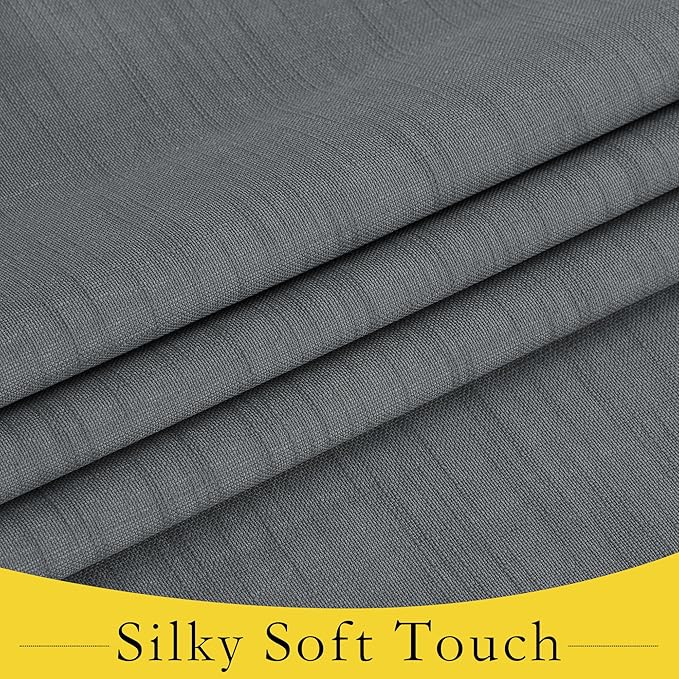 NICETOWN Linen French Door Shade, Privacy Window Curtains Panel for Bedroom, French Door Curtains for Kitchen, Sidelight Drapes for Living Room, W26 x L50 Inch, 1 Panel, Dark Grey
