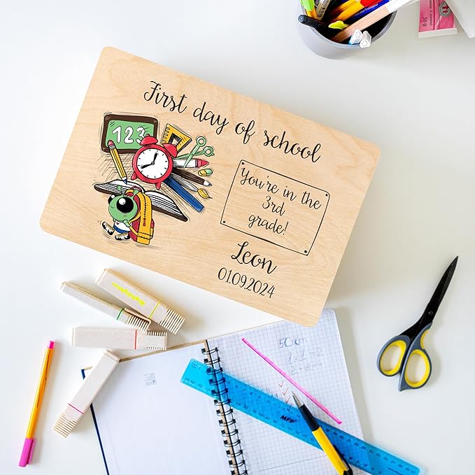 Creative Deco Personalized Wooden Storage Box School Box | 11.8 x 7.87 x 5.51 in (+-0.5) | Mulitple Choice | Hinged Lid Handle Engraving | Unpainted Gift Box | Rough UNSANDED Keepsake Souvenir Chest
