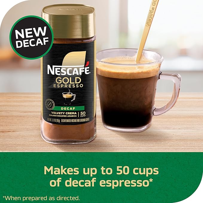 NESCAFÉ Gold Decaf Espresso Instant Coffee,3.17 oz,(Pack of 2)