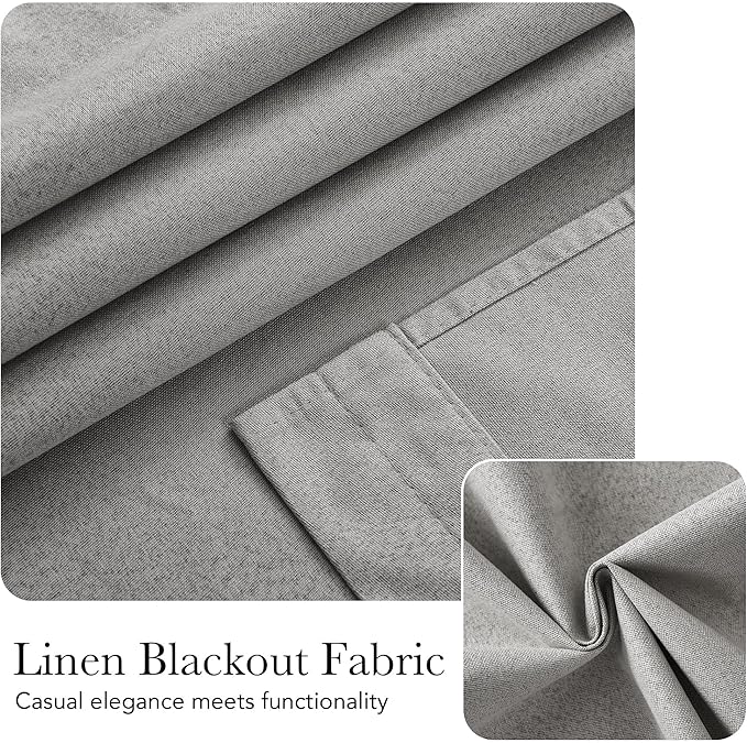 NICETOWN 100% Blackout Linen Sidelight Door Curtains for Small Window, Privacy French Door Curtain 69 Inches Long for Living Room, Room Darkening Window Covering, 1 Panel, 12W x 69" L, Grey