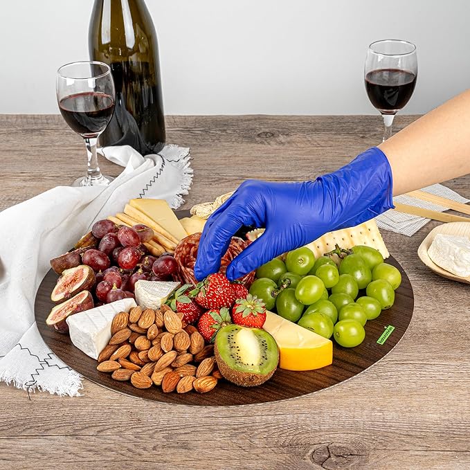 Restaurantware Cater Tek 13.8 Inch Charcuterie Boards 10 Faux Wood Cheese Boards - Round Stackable Dark Paper Cardboard Charcuterie Boards Disposable For Serving At Catered Events