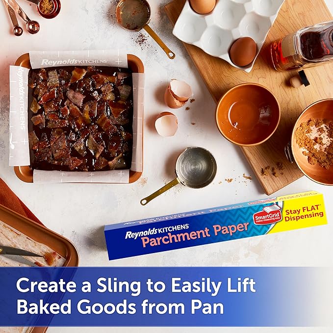 Reynolds Kitchens Stay Flat Parchment Paper Roll, Non Curling Baking Parchment Paper for Baking and Cooking, Oven Safe up to 425 Degrees, 36 Feet x 15 Inches, 45 Total Sq. Ft.