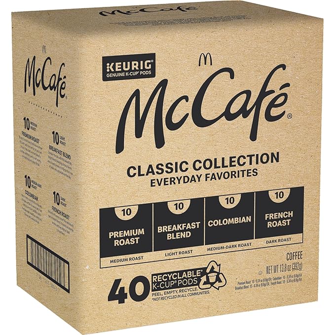 McCafe Classic Collection,-Serve Coffee K-Cup Pods,Classic Collection Variety Pack,40 Count (Pack of 2)