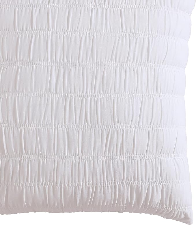 Shabby Chic® - Throw Pillow, Ruched Cotton Bedding with Hidden Zipper, Vintage Inspired Home Decor (Aiden White, 20" x 20")