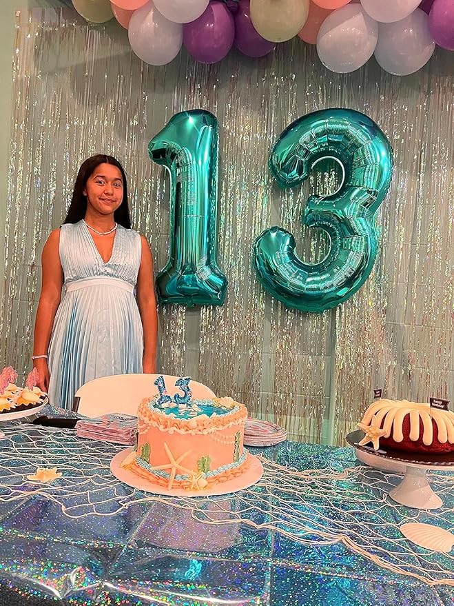 40 Inch Blue-green Numbers 9 Balloon, Balloons Decorations for 9 19 90 Birthday Party, Engagement, Wedding, Graduations, Photo Shoot Supplies