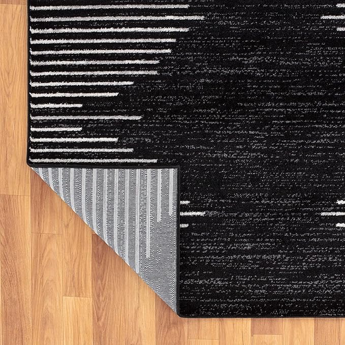 Rugshop Bohemian Stripe Stain Resistant High Traffic Living Room Kitchen Bedroom Dining Home Office Area Rug 2' x 3' Black
