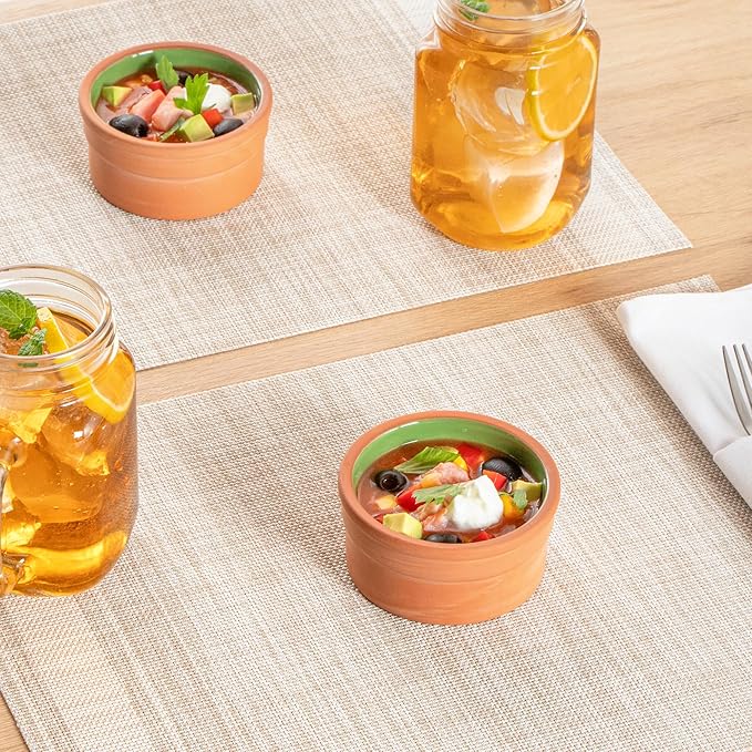 Restaurantware Terracotta Cazuela Bowls 2 Pack of 5 oz Durable Rustic Serving Dish Glazed Oven-Safe Bowl Freezer-Safe Tapas Dish Microwave-Safe Dishwasher-Safe