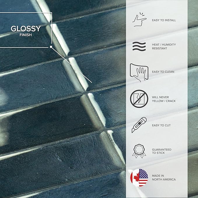 Smart Tiles Stick On Tiles Splashback - Morocco Blue, Self Adhesive Wall Tiles, 5 Wall Panels 11.43x9 in, Heat Resistant self Adhesive Wallpaper Tile, Water Resistant Bathroom Tile, Made in Canada