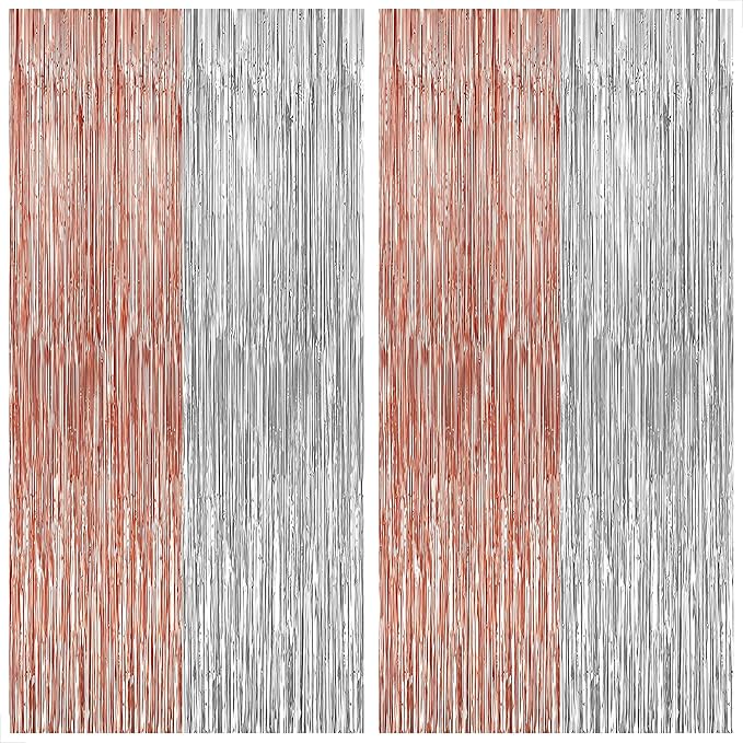 KatchOn, Silver and Rose Gold Fringe Backdrop, Pack of 2 | Silver & Rose Gold Streamers for 16th Birthday, Baby Shower | Bachelorette Party, Bridal Shower Decorations | Graduation Decorations 2026