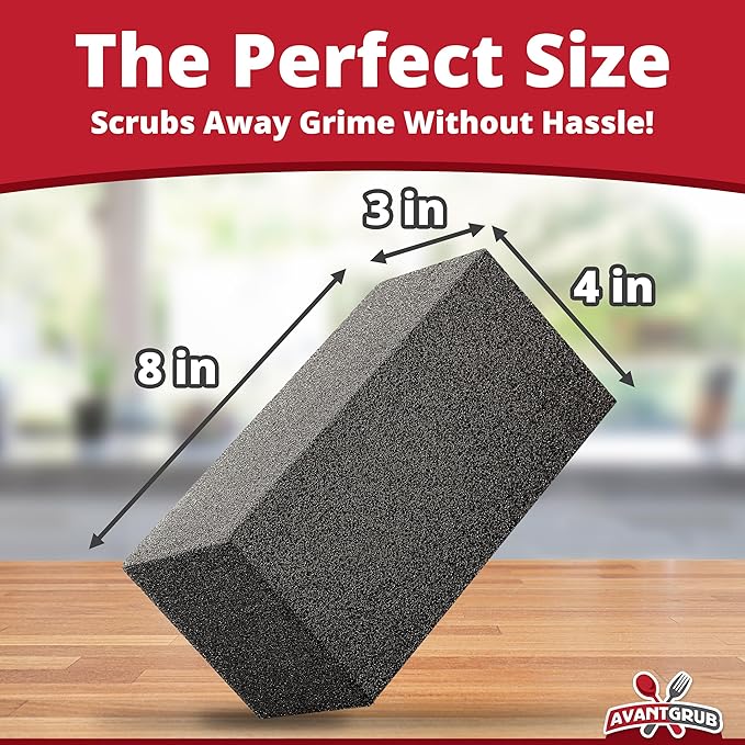 Heavy Duty Grill Cleaning Brick 1 Pack. Commercial Grade Pumice Stone Tool Cleans & Sanitizes Restaurant Flat Top Grills or Griddles. Remove Grease Stains and Dirt Without Harsh Chemicals or Abrasives
