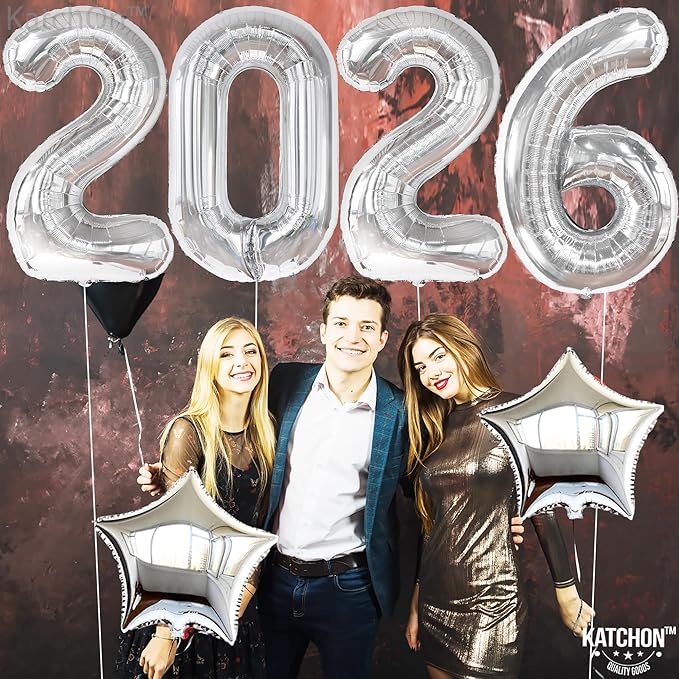 Katchon, Giant 2026 Balloons silver - 40 Inch | 2026 Graduation Decorations, Star Foil Balloons for Grad Party Decoration 2026, Graduation Decor, Graduation Balloons, Graduation Party Decorations 2026