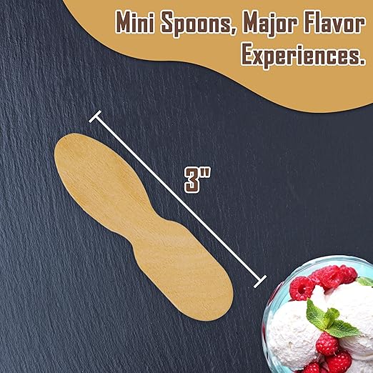 Perfect Stix Wooden Wrapped Taster Ice Cream Paddle Spoon, Paper Wrapped, 3" Length (Pack of 300) Wrapped