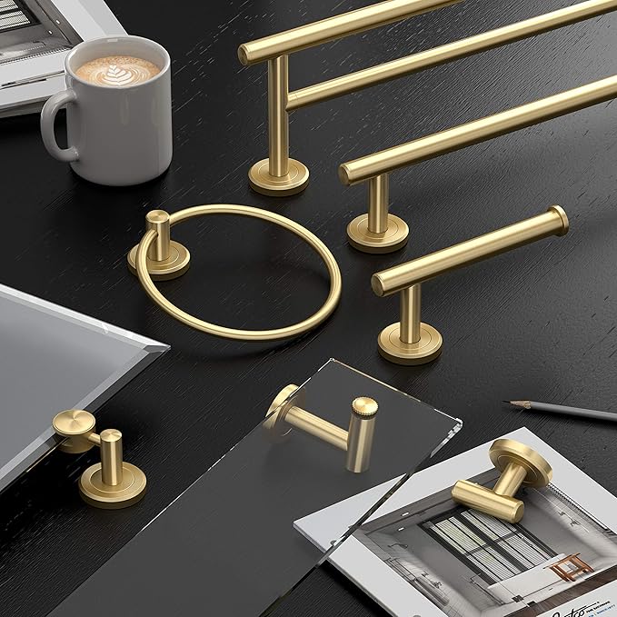 Gatco 4235 Latitude II, Robe Hook, Brushed Brass/Wall Mount 2.25" W Double Robe Hook, Towel Hook