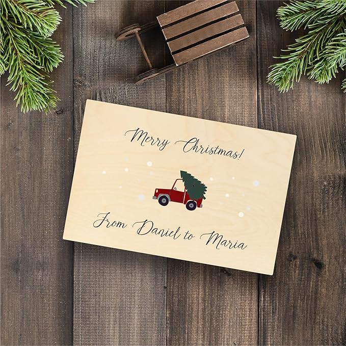 Creative Deco Personalized Wooden Storage Box Christmas Box | 11.8x7.87x5.51in (+-0.5) | Garland | Hinged Lid Handle Engraving | Unpainted Gift Box | Rough UNSANDED Keepsake Memory Souvenir Chest