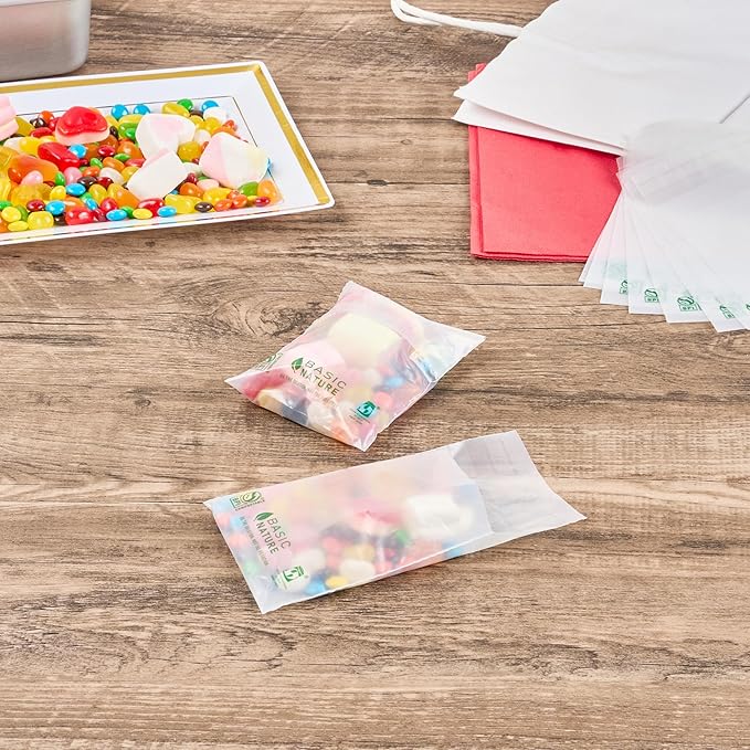 Restaurantware Food Storage Bags 100 Count 4 x 3 Inches Translucent Adhesive Bags Plastic Reusable Translucent for Cold Food Storage