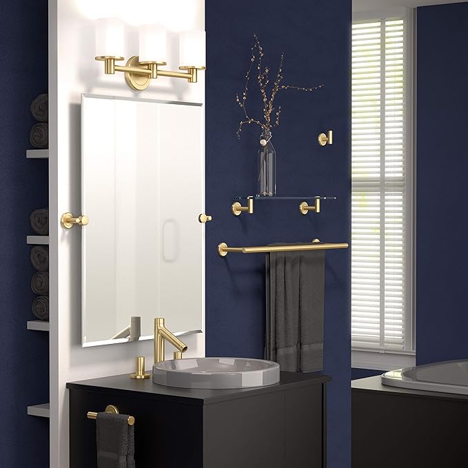 Gatco 4235 Latitude II, Robe Hook, Brushed Brass/Wall Mount 2.25" W Double Robe Hook, Towel Hook
