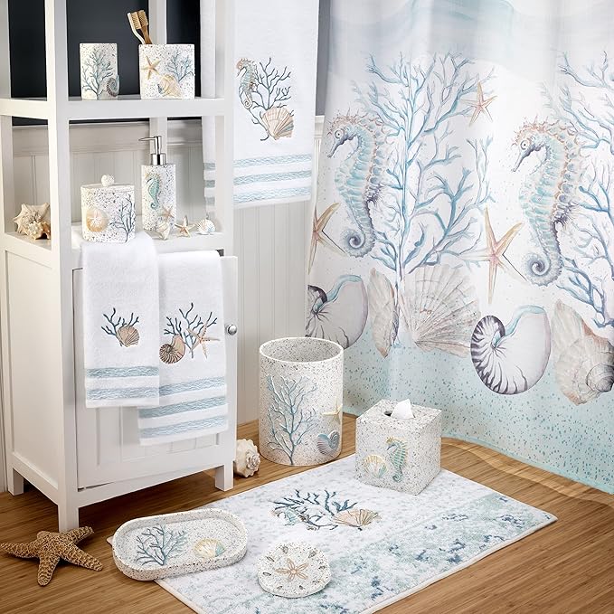 Avanti Linens - Tumbler, Guest Bathroom Essentials, Sea Inspired Bathroom Accessories (Coastal Terrazo)