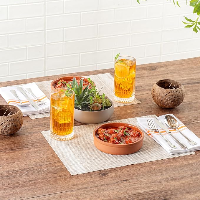 Restaurantware-Terra Tek 15.2 Ounce Terracotta Cazuelas, 2 Brown Glazed Clay Pots For Cooking - Oven-Ready, Microwavable, Terracotta Serving Pots, Dishwashable, For Cooking And Serving