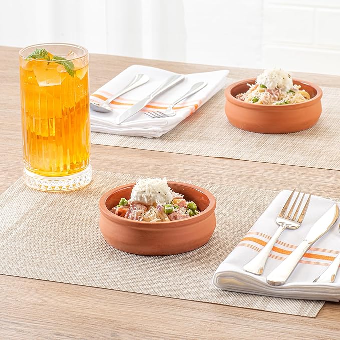 Restaurantware-Terra Tek 8.5 Ounce Terracotta Cazuelas, 2 Brown Glazed Clay Pots For Cooking - Oven-Ready, Microwavable, Terracotta Serving Pots, Dishwashable, For Cooking And Serving
