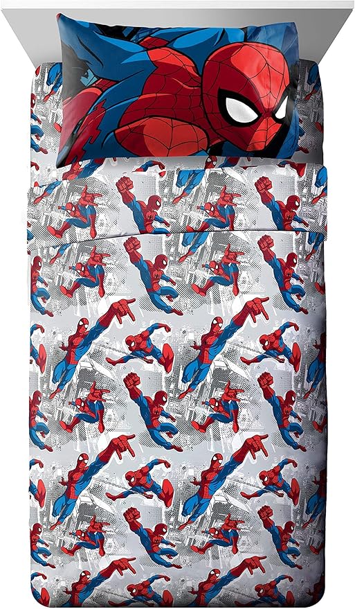 Jay Franco Marvel Spiderman Burst Throw 5-Piece Bundle-Includes Throw, Sheet Set
