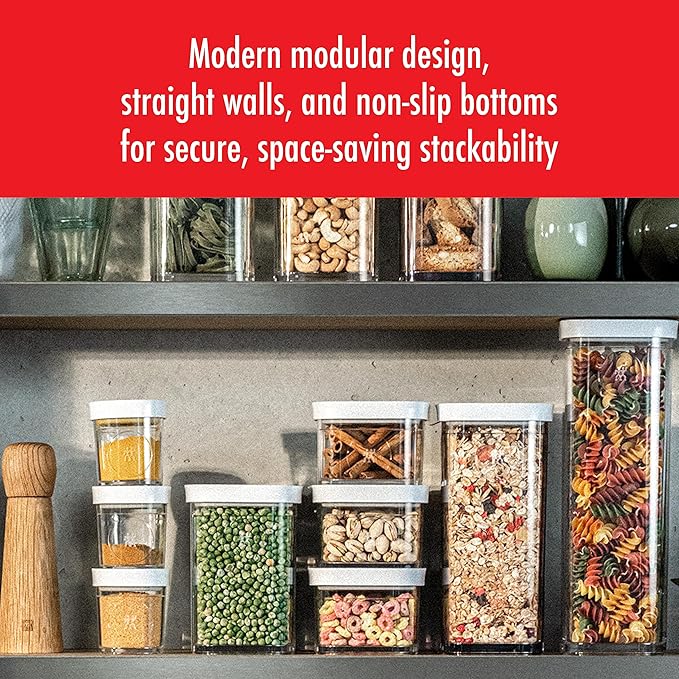 ZWILLING Fresh & Save CUBE Storage Organizer, 3M, 3-qt, Pantry Organizers and Storage, Plastic, BPA-Free Airtight Dry Food Storage Container for Storing Cereal and more, Medium X-Tall, Clear