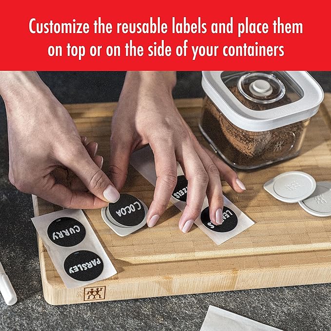 ZWILLING Fresh & Save CUBE 11-Piece Reusable Silicone Label with Chalk Maker Set, for Keeping Track of Food and Avoiding Waste, Black (Pack of 2)