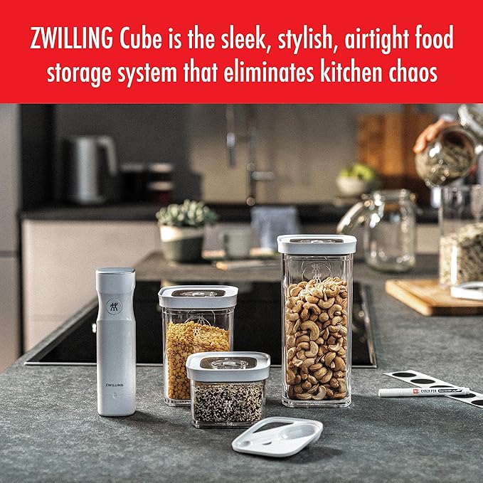 ZWILLING Fresh & Save Cube Boxes, Plastic, Airtight Dry Food Storage Container, Small Tall Cube, 3S Container, 1.4-qt