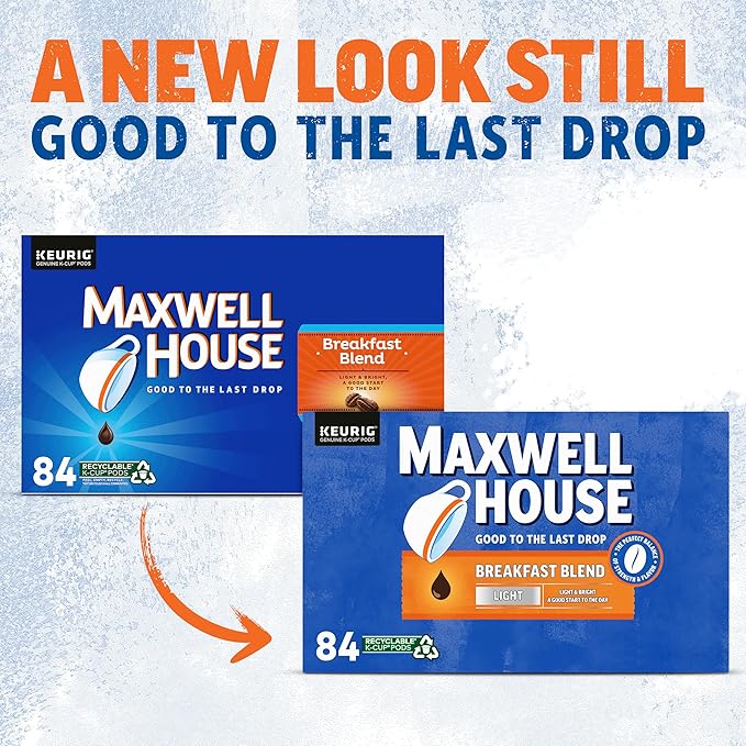 Maxwell House Breakfast Blend Mild Roast K-Cup Coffee Pods, 84 ct Box (Pack of 2)
