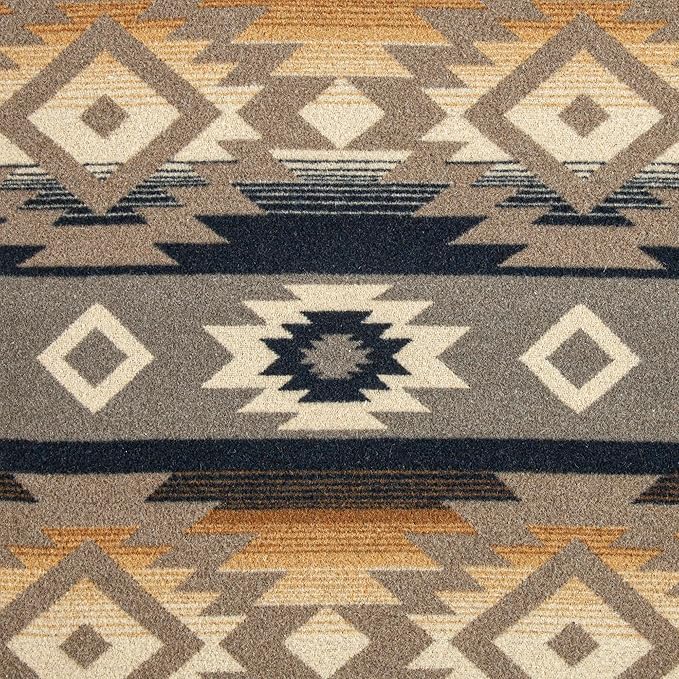 Paseo Road Taos Wool Blend Western Self Cuff Pillowcase, 20x30 inch, Brown Geometric Print, Aztec Pattern, Southwestern Style, Rustic Cabin Lodge Soft Pillow Cover