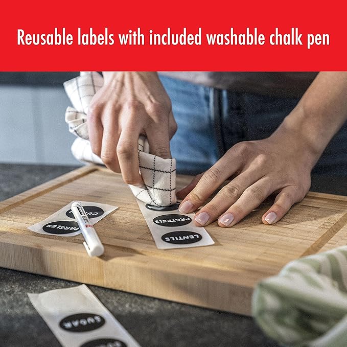 ZWILLING Fresh & Save CUBE 11-Piece Reusable Silicone Label with Chalk Maker Set, for Keeping Track of Food and Avoiding Waste, Black (Pack of 2)