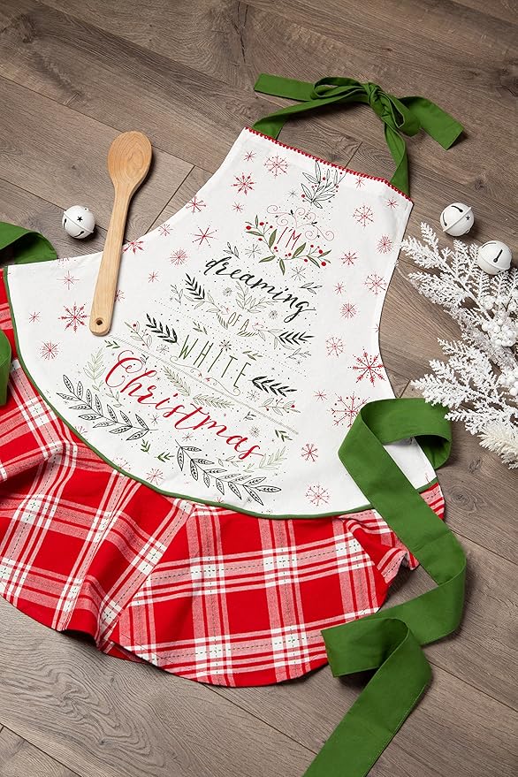 DII Women's Christmas Kitchen Apron Adjustable Adult Size for Cooking, Baking, Crafting & Entertaining