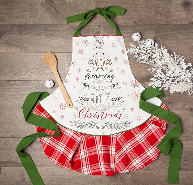DII Women's Christmas Kitchen Apron Adjustable Adult Size for Cooking, Baking, Crafting & Entertaining