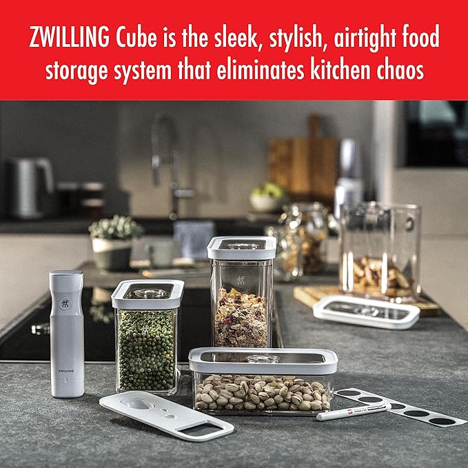 ZWILLING Fresh & Save CUBE Storage Organizer, 3M, 3-qt, Pantry Organizers and Storage, Plastic, BPA-Free Airtight Dry Food Storage Container for Storing Cereal and more, Medium X-Tall, Clear