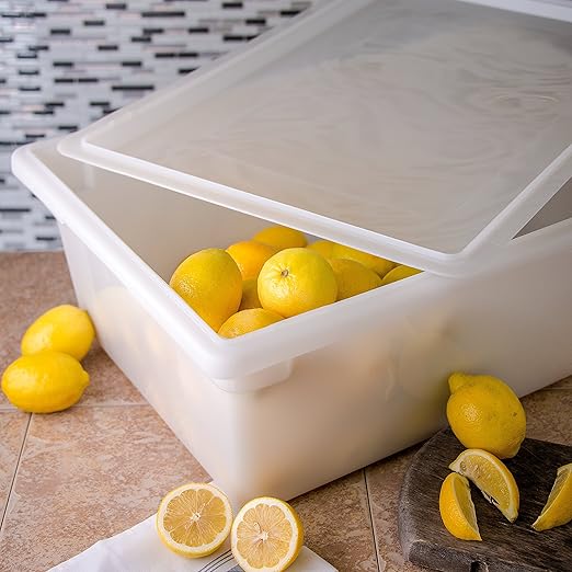 Carlisle FoodService Products Storplus Food Storage Container with Stackable Design for Catering, Buffets, Restaurants, Polyethylene (Pe), 12.5 Gallon, White, (Pack of 4)