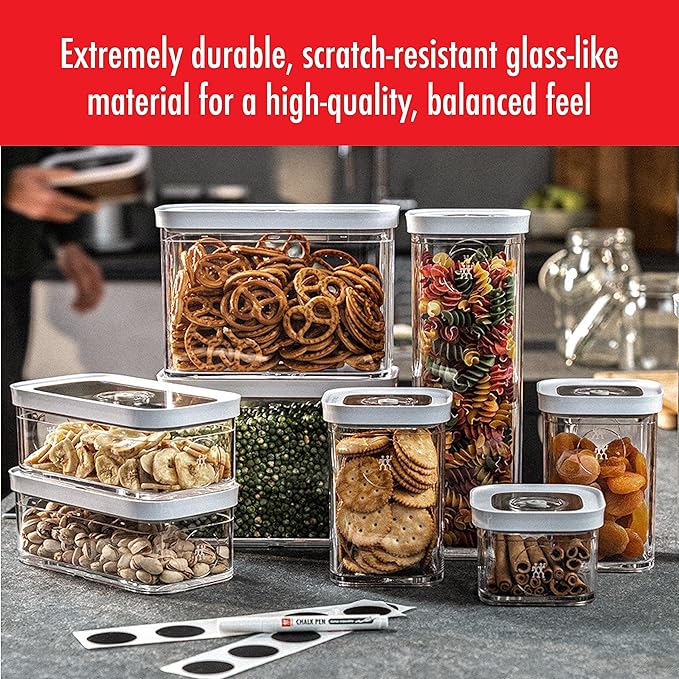 ZWILLING Fresh & Save CUBE Storage Organizer, 3M, 3-qt, Pantry Organizers and Storage, Plastic, BPA-Free Airtight Dry Food Storage Container for Storing Cereal and more, Medium X-Tall, Clear