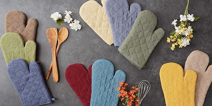 DII Basic Terry Collection 100% Cotton Quilted, Oven Mitt, Honey Gold, 2 Piece