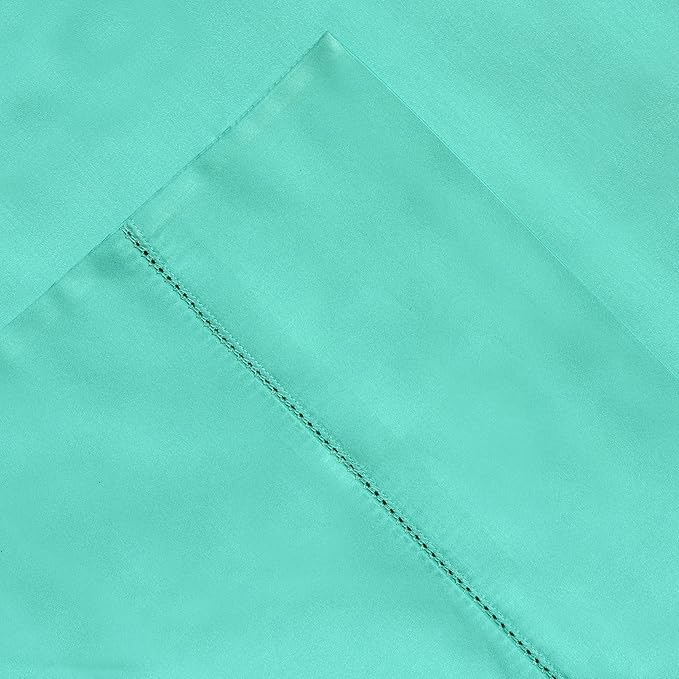 Pointehaven 410TC Long Staple Cotton Pillow Cases Pair, King, Aqua